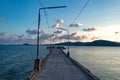 Bridges Wharf People come to squid fishing. And a scenic seaside Royalty Free Stock Photo