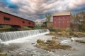 Bridgeton Bridge, Dam and Mill in Indiana Royalty Free Stock Photo
