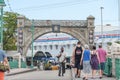 BRIDGETOWN, BARBADOS - MARCH 10, 2014: Old Bridge in Bridgetown, Barbados. Caribbean Sea Island. Royalty Free Stock Photo