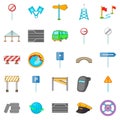 Bridgework icons set, cartoon style