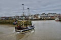 Pirate ship and Bridlington town Royalty Free Stock Photo