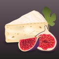 A piece head brie cheese with figs.