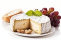 Brie cheese on white background