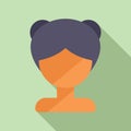 Brief wig face icon flat vector. Lady face fashion