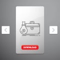 briefcase, business, case, open, portfolio Line Icon in Carousal Pagination Slider Design & Red Download Button Royalty Free Stock Photo