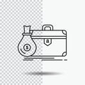 briefcase, business, case, open, portfolio Line Icon on Transparent Background. Black Icon Vector Illustration Royalty Free Stock Photo