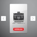 briefcase, business, financial, management, portfolio Glyph Icon in Carousal Pagination Slider Design & Red Download Button Royalty Free Stock Photo