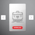 briefcase, business, financial, management, portfolio Line Icon in Carousal Pagination Slider Design & Red Download Button Royalty Free Stock Photo