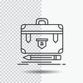 briefcase, business, financial, management, portfolio Line Icon on Transparent Background. Black Icon Vector Illustration Royalty Free Stock Photo