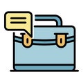 Briefcase with chat bubble icon color outline vector Royalty Free Stock Photo