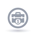 Briefcase dollar icon - Business suitcase money symbol