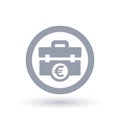 Briefcase Euro icon - European business suitcase money symbol