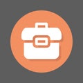 Briefcase flat icon. Round colorful button, portfolio circular vector sign with shadow effect. Flat style design