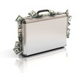 Briefcase full of money 3d rendering