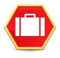 Briefcase icon abstract red hexagon button bright yellow frame elegant design