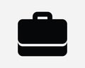 Briefcase Icon. Bag Luggage Suitcase Portfolio Brief Suit Case Handheld Business Office. Black White Sign Symbol EPS Vector Royalty Free Stock Photo