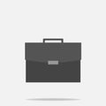 Briefcase icon. Business bag on gray background. Flat image euro