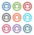 Briefcase icon flat round buttons set illustration design Royalty Free Stock Photo