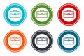 Briefcase icon flat vector illustration design round buttons collection 6 concept colorful frame simple circle set Royalty Free Stock Photo