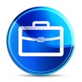 Briefcase icon glassy vibrant sky blue round button illustration Royalty Free Stock Photo