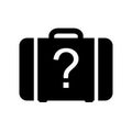 Briefcase icon with a question sign. Lost & found icon. Vector illustration