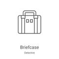 briefcase icon vector from detective collection. Thin line briefcase outline icon vector illustration. Linear symbol for use on Royalty Free Stock Photo
