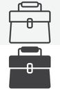 Briefcase line and solid vector icon set Royalty Free Stock Photo