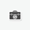 Briefcase and money sticker icon isolated on white background Royalty Free Stock Photo