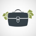 Briefcase with money sticking out. Royalty Free Stock Photo