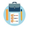 Briefcase, pencil and ruler icons