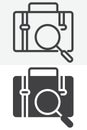 Briefcase search line and solid vector icon set in different style Royalty Free Stock Photo