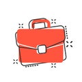 Briefcase sign icon in comic style. Suitcase vector cartoon illustration on white isolated background. Baggage business concept Royalty Free Stock Photo