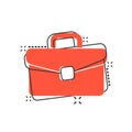 Briefcase sign icon in comic style. Suitcase vector cartoon illustration on white isolated background. Baggage business concept Royalty Free Stock Photo