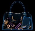 Briefcase under xray on security control. 3D illustration. Royalty Free Stock Photo