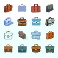 Briefcase vector business suitcase bag and baggage accessory for work or office illustration set bagged case isolated on
