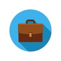 Briefcase Vector Icon in circle with long shadow Royalty Free Stock Photo