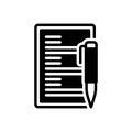 Black solid icon for Briefing, paper and pencile