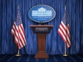 Briefing of president of US United States in White House. Podium Royalty Free Stock Photo