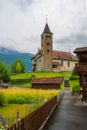 view of the church in the town of Brienz, in the canton of Bern, Switzerland Royalty Free Stock Photo