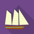 Brig ship icon, flat style
