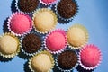 Brigadeiro Beijinho and Bicho de Pe: sweets from Brazil. Child b