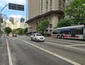 Brigadeiro Luis Antonio avenue. Street of Sao Paulo downtown. Low traffic in Sao Paulo city center.