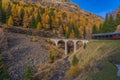 A brigde from the bernina Express of Rhaetian Railway line on a autumn day