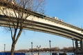 Brige. Concrete bridge Voroshilov across the Don river Royalty Free Stock Photo