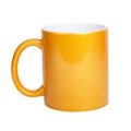 Brigh gold ceramic tea cup isolated on the white background