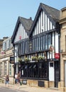 People outside the historic ship pub in brighouse west yorkshire Royalty Free Stock Photo