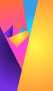 Bright abstract background. Geometric composition with small colorful square from gradient elements on big rectangle shape.