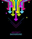 Bright abstract background with rainbow arrows on black background.