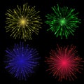 Bright abstract festive fireworks set.