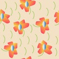 Bright abstract flowers on a light background for textiles